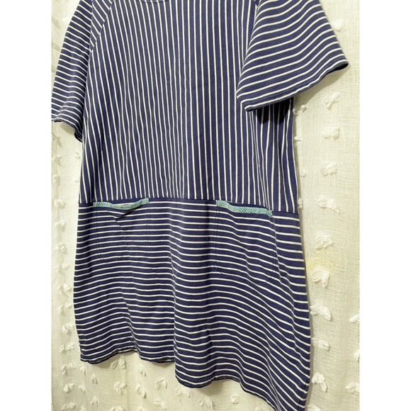 GUDRUN SJODEN Blue Striped Short Sleeve Blouse Tunic Shirt Size Large - Picture 4 of 6